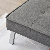 HOMCOM Schlafsofa Schlafcouch Sofabett 3-Sitzer Schlaffunktion Leinen Holzgestell Grau 175 x 83 x 74cm(m-9)