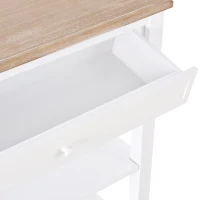 HOMCOM Tavolo Consolle Bianco e Color Legno con Cassetto e 2 Ripiani, Tavolino Salvaspazio in MDF, 75.6 x 27.5 x 80.5cm(m-8)