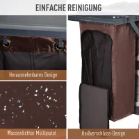 HOMCOM Putzwagen Reinigungswagen Wischwagen Systemwagen mit 4 Gummirollen Grau + Braun, 131 x 56 x 93 cm(m-6)