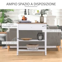 HOMCOM Tavolo Consolle Bianco e Color Legno con Cassetto e 2 Ripiani, Tavolino Salvaspazio in MDF, 75.6 x 27.5 x 80.5cm(m-4)