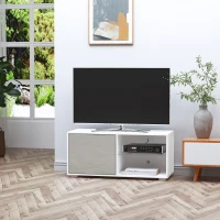HOMCOM Mobile Porta TV Basso Design Moderno in Legno Bianco e Grigio per Soggiorno o Camera, TV fino a 42"(m-2)