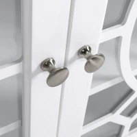 HOMCOM Kommode Sideboard Vitrinenschrank Küchenschrank Unterschrank Badzimmerschrank Bücherschrank Einlegeböden verstellbar MDF Glas weiß elegant 75,4 x 39,4 x 81,5 cm(m-8)