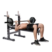 HOMCOM Multifunktion Hantelbank Kraftstation Trainingsbank mit Dip Barren 5-Fach Höhenverstellbar Dip-Station, Fitnessstation bis 150 kg einstellbar faltbar Stahl Schwarz 123,6 x56 x111cm(m-2)