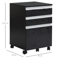 HOMCOM Rollcontainer Aktenschrank Büroschrank mit Schublade Lagerschrank Aufbewahrung Container Spanplatte Schwarz 39x 39 x59,2 cm(m-3)