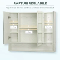 Kleankin Dulap cu oglinda cu raft reglabil, MDF Sticla 90x15x75cm, Alb(m-6)