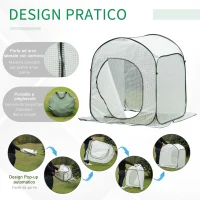 Outsunny Mini Serra Pieghevole Apertura Pop-Up con Sacca, 90x90x110cm(m-5)