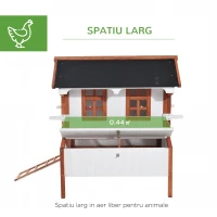 PawHut cotet din lemn pentru gaini 120x96x123cm, alb crem(m-6)