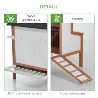 PawHut cotet din lemn pentru gaini 120x96x123cm, alb crem(m-7)