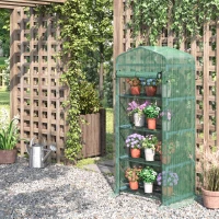 Outsunny Serra da Balcone per piante, Serra da Giardino con 4 scomparti 70×50×160cm, Verde(m-10)