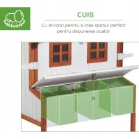 PawHut cotet din lemn pentru gaini 120x96x123cm, alb crem(m-5)