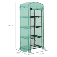 Outsunny Serra da Balcone per piante, Serra da Giardino con 4 scomparti 70×50×160cm, Verde(m-3)