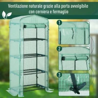 Outsunny Serra da Balcone per piante, Serra da Giardino con 4 scomparti 70×50×160cm, Verde(m-5)