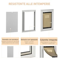 PawHut Gattaiola con Sistema di Blocco per Vetro e Porte, per Animali fino a 9kg, 25.2x6.5x34.2Acm(m-6)