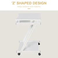 HOMCOM Movable Computer Desk with 4 Moving Wheels Sliding Keyboard Tray Home Office Workstation White(m-4)