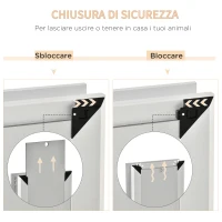 PawHut Gattaiola con Sistema di Blocco per Vetro e Porte, per Animali fino a 9kg, 25.2x6.5x34.2Acm(m-4)
