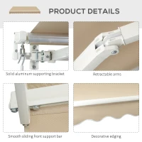 Outsunny Perdea de Soare Rulanta Parasolar de Perete Manual Impermeabil, Bej, 2.5x2m(m-8)