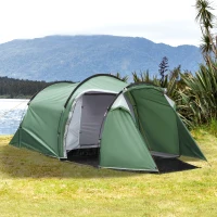 Outsunny Camping Dome Tent 2 Room for 3-4 Person with Weatherproof Screen Room Vestibule Backpacking Tent Lightweight 2 Gate Poles for Fishing & Hiking Dark Green(m-8)