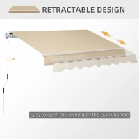 Outsunny Perdea de Soare Rulanta Parasolar de Perete Manual Impermeabil, Bej, 2.5x2m(m-9)
