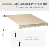 Outsunny Perdea de Soare Rulanta Parasolar de Perete Manual Impermeabil, Bej, 2.5x2m(m-7)