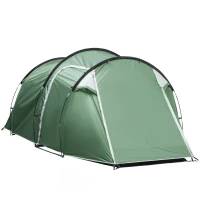 Outsunny Camping Dome Tent 2 Room for 3-4 Person with Weatherproof Screen Room Vestibule Backpacking Tent Lightweight 2 Gate Poles for Fishing & Hiking Dark Green(m-10)