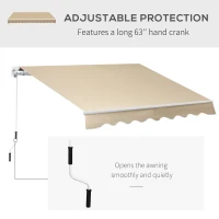 Outsunny Perdea de Soare Rulanta Parasolar de Perete Manual Impermeabil, Bej, 2.5x2m(m-6)