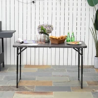 Outsunny Masa Camping Pliabila Portabila cu Inaltimea Reglabila Efect Lemn 122x61x53 / 71,5cm(m-2)