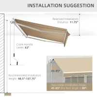 Outsunny Perdea de Soare Rulanta Parasolar de Perete Manual Impermeabil, Bej, 2.5x2m(m-11)