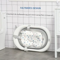 HOMCOM Babybadewanne faltbare Babywanne zusammenklappbar mit Badematte geeignetes Alter: 0-3 Jahre PP-Kunststoff TPE Grün+Weiß 81,5 x 50,5 x 23,5 cm(m-7)