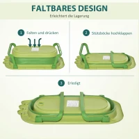 HOMCOM opvouwbaar babybadje babybadje met antislip voetkussentje steunstangen opvouwbaar babybadje met krokodilvorm voor kinderen van 0-3 jaar PP plastic TPE groen 80 x 53,9 x 20,8 cm(m-6)
