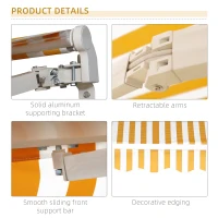 Outsunny Copertina de soare pentru exterior pliabila, impermeabila Portocaliu, Alb, 295x245 cm(m-8)