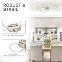 Lampa sufitowa HOMCOM lampa do salonu lampa do sypialni lampa na sufit nowoczesna lampa do jadalni, metal, aluminium, akryl, dł. 56 x szer. 47 x wys. 8 cm(m-5)