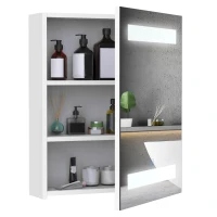 HOMCOM Dulapior de Baie cu 1 Usa, Oglindă și Lumini LED cu Touch și Reglare Intensitate 60 x 50 x15cm(m-11)