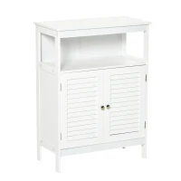 HOMCOM badkamerkast badkamermeubel nachtkastje keukenkast multifunctionele kast hout wit MDF 60 x 30 x 81,6 cm(m-1)