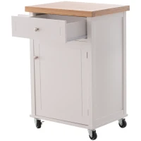 HOMCOM Kitchen Cart Storage Trolley Wooden Cabinet with Drawer Cupboard Towel Rail White(m-11)