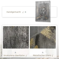 HOMCOM Wandbild "Buddha" 100L x 80B x 2, 8H cm(m-4)