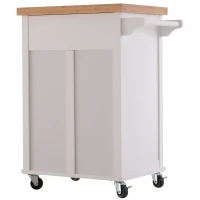 HOMCOM Kitchen Cart Storage Trolley Wooden Cabinet with Drawer Cupboard Towel Rail White(m-6)