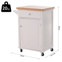 HOMCOM Kitchen Cart Storage Trolley Wooden Cabinet with Drawer Cupboard Towel Rail White(m-3)