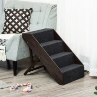 PawHut huisdierentrap hondentrap opstaphulpmiddel met grijs tapijt inklapbaar(m-10)