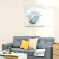 HOMCOM Wall Art 'Boat at the Beach' Nostalgic 80L x 80W x 2.8H cm(m-2)