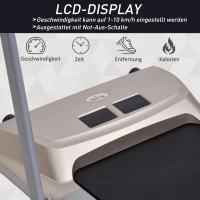 HOMCOM elektrische loopband met LCD-display, inklapbaar fitnessapparaat, 1-10 km/u, staal, zwart, 70 x 128 x 116 cm(m-6)