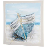 HOMCOM wanddecoratie 'boot op het strand' woonkamer canvaskunst(m-11)
