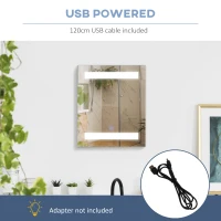 HOMCOM Dulapior de Baie cu 1 Usa, Oglindă și Lumini LED cu Touch și Reglare Intensitate 60 x 50 x15cm(m-6)