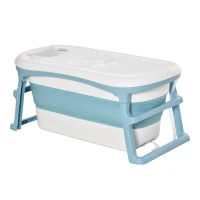 HOMCOM Foldable Bathtub Kids Bath Tub with Lid Large Freestanding Bathtubs Home Sauna for Toddler Children Teenage 1 - 12 Years(m-9)