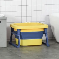 HOMCOM Baby Bathtub for 0-6 Years Collapsible Non-Slip Portable with Stool Seat for Newborns Infants Toddlers Kids - Yellow(m-2)