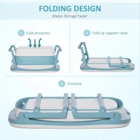 HOMCOM Foldable Bathtub Kids Bath Tub with Lid Large Freestanding Bathtubs Home Sauna for Toddler Children Teenage 1 - 12 Years(m-5)