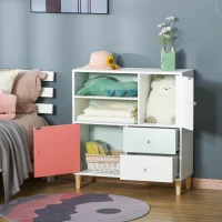 HOMCOM Kids Bookcase, Kids Storage Units, Multi-Shelf Modern Freestanding Cabinet of Drawer Book Magazine Organizer Study Bedroom 80 x 30 x 85cm Pink(m-9)