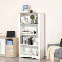 HOMCOM 4-Tier Bookcase, Modern Multi-Purpose Storage Cabinet, Freestanding Display Unit for Study, Living Room, White(m-11)