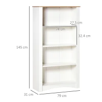 HOMCOM 4-Tier Bookcase, Modern Multi-Purpose Storage Cabinet, Freestanding Display Unit for Study, Living Room, White(m-3)