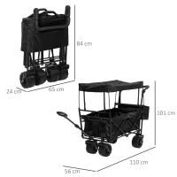 Chariot de plage transport pliable tout-terrain métal noir oxford(m-3)