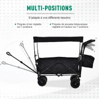 Chariot de plage transport pliable tout-terrain métal noir oxford(m-6)